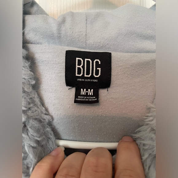 BDG (Urban Outfitters) hooded, cropped teddy jacket. Sherpa. Zip-up. - Picture 5 of 7